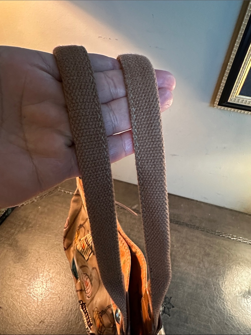 Fossil Printed Birdcage Bag in Tan and Orange - Picture 5 of 14
